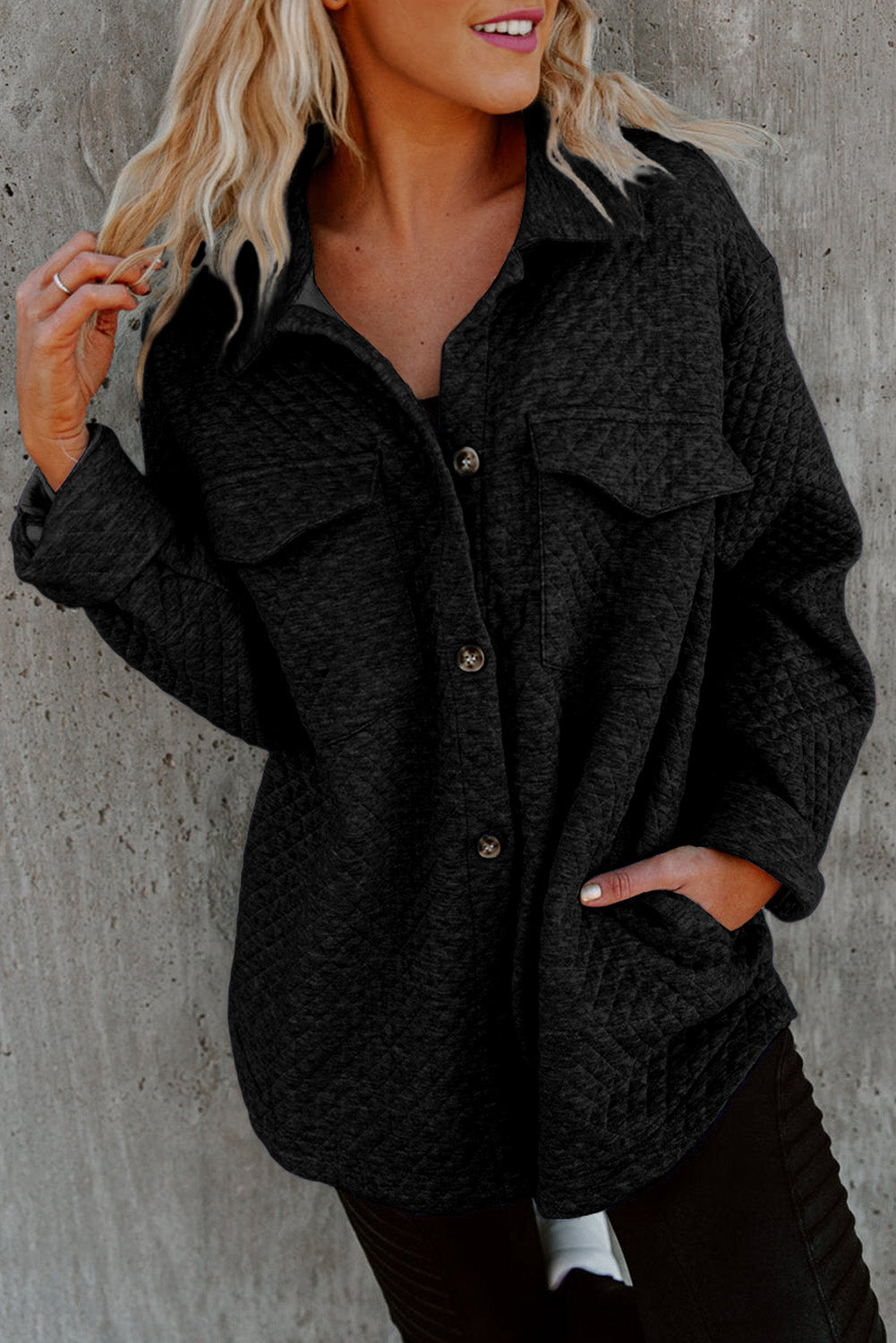 Pièce mode femme boutonnée, poches — noir