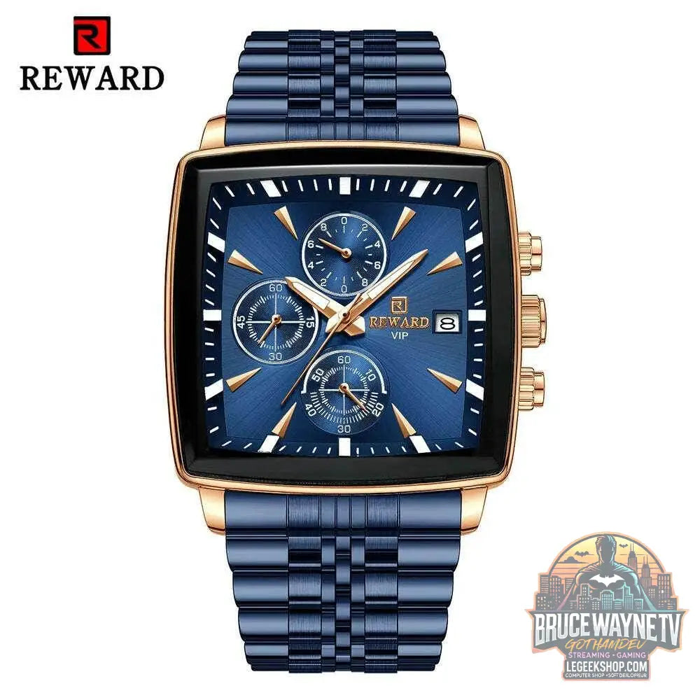 🕶️ REWARD – Montre Homme Quartz Rectangle Bleue Étanche Luxe - Legeekshop
