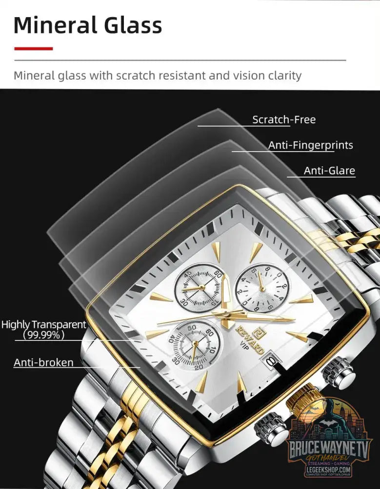 🕶️ REWARD – Montre Homme Quartz Rectangle Bleue Étanche Luxe - Legeekshop