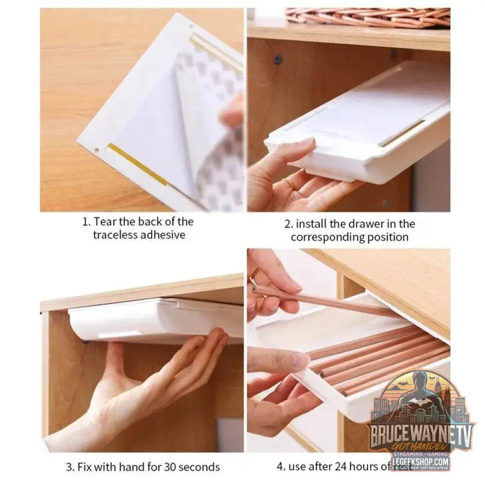 🖇️ Boîte de Rangement Cachée pour Bureau – Tiroir Auto-Adhésif Discret | Organisateur Plastique - Legeekshop