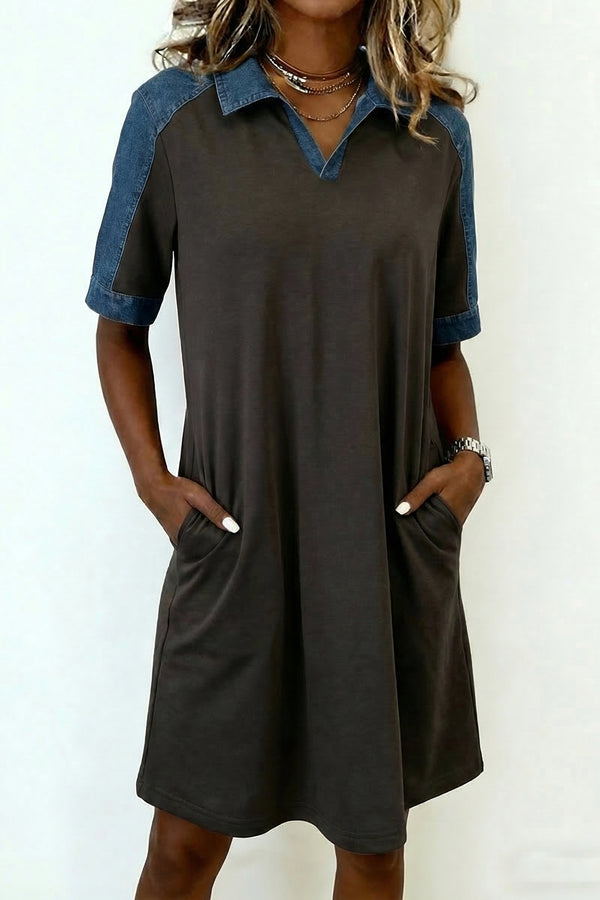 Robe femme patchwork, denim, colorblock — gris