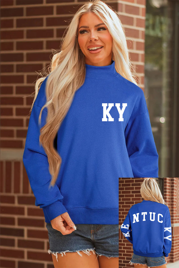 Sweat femme col montant — bleu foncé