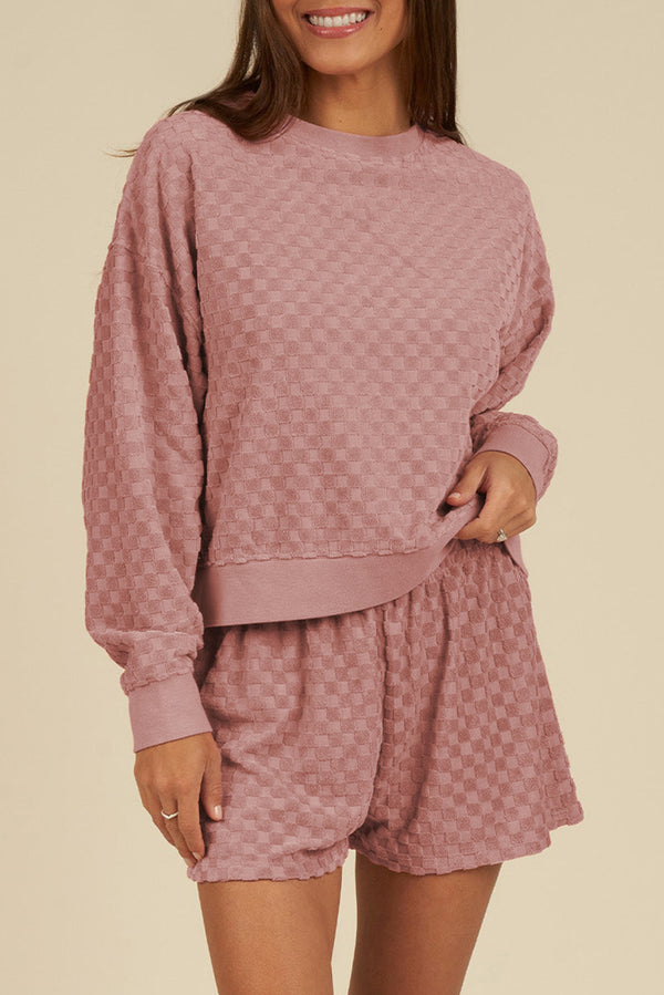 Ensemble femme à carreaux, manches longues