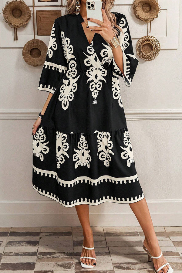 Robe midi femme ample, midi — noir