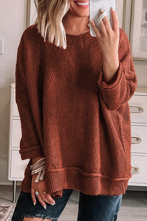 Pull femme col rond, ample, uni — doré