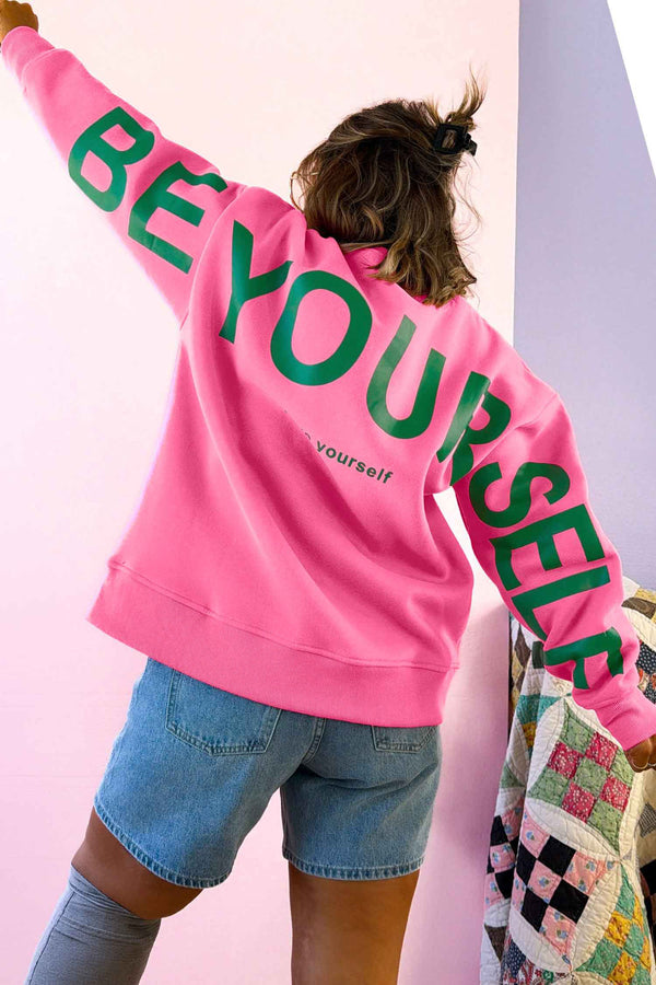 Sweat femme manches longues, col rond — rose