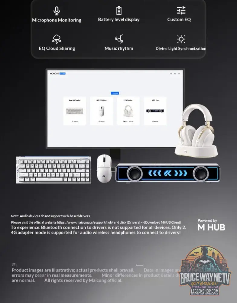 Casque de jeu MCHOSE V9 Turbo prend en charge BT 2.4G connexion sans fil à faible latence vitesse maximale