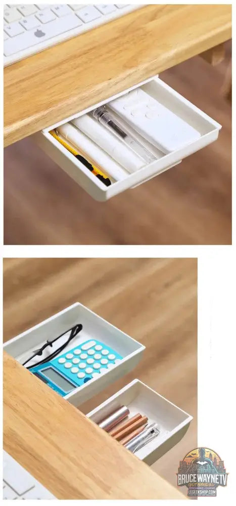 🖇️ Boîte de Rangement Cachée pour Bureau – Tiroir Auto-Adhésif Discret | Organisateur Plastique - Legeekshop