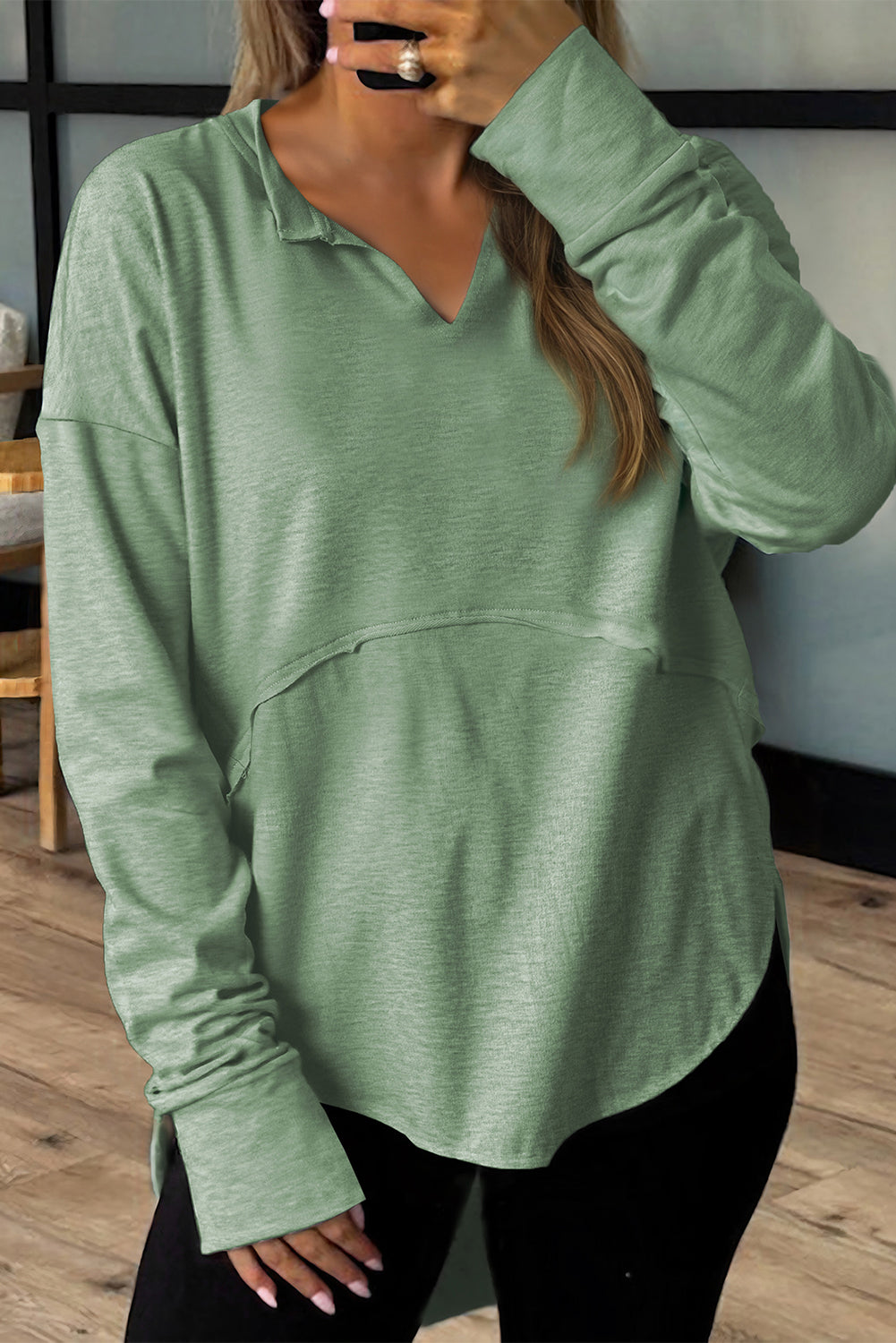 Haut femme manches longues — vert