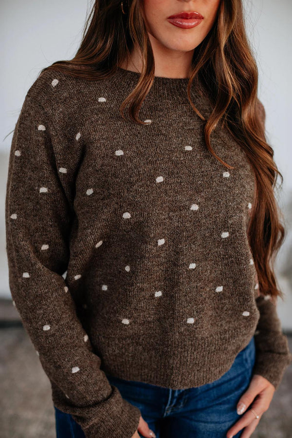 Pull femme en maille, côtelé — café