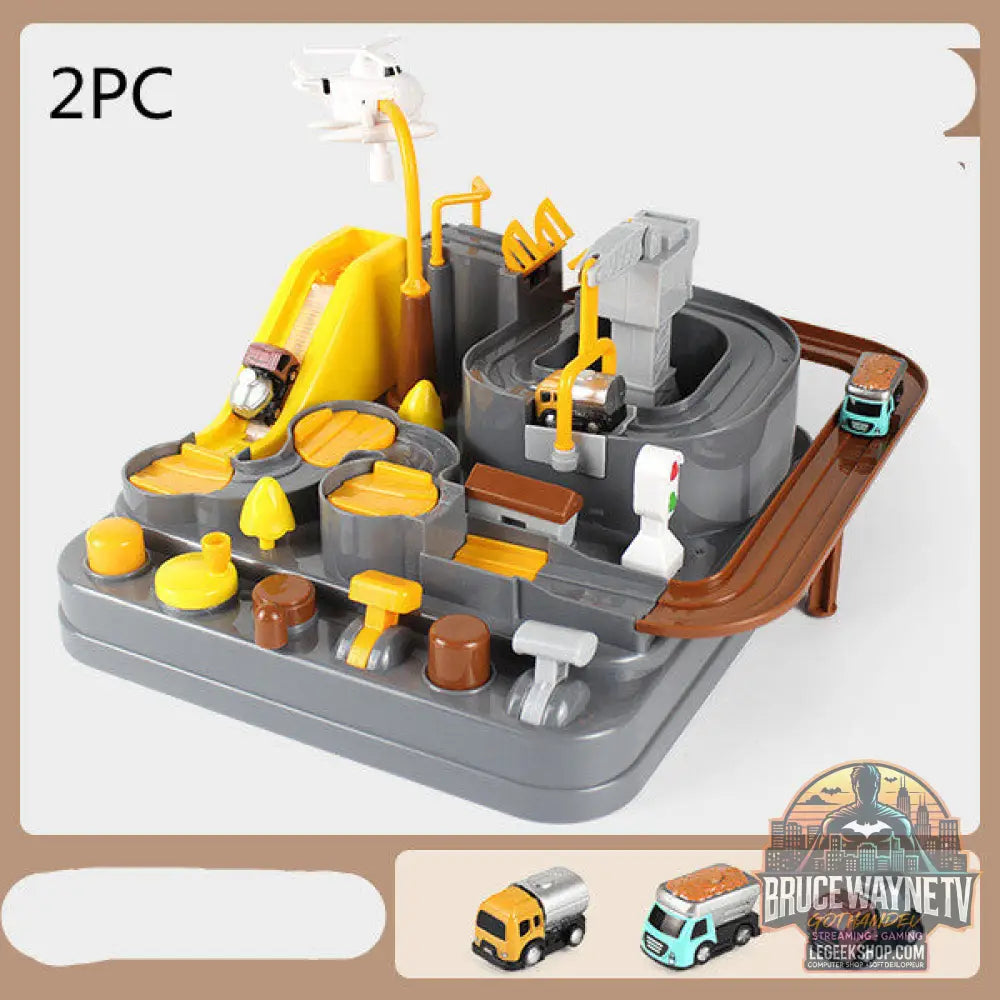 Circuit Voitures Parking Rails Aventure Jouet Enfant Piste - Grey 3trolley2PC - Jouet Circuit
