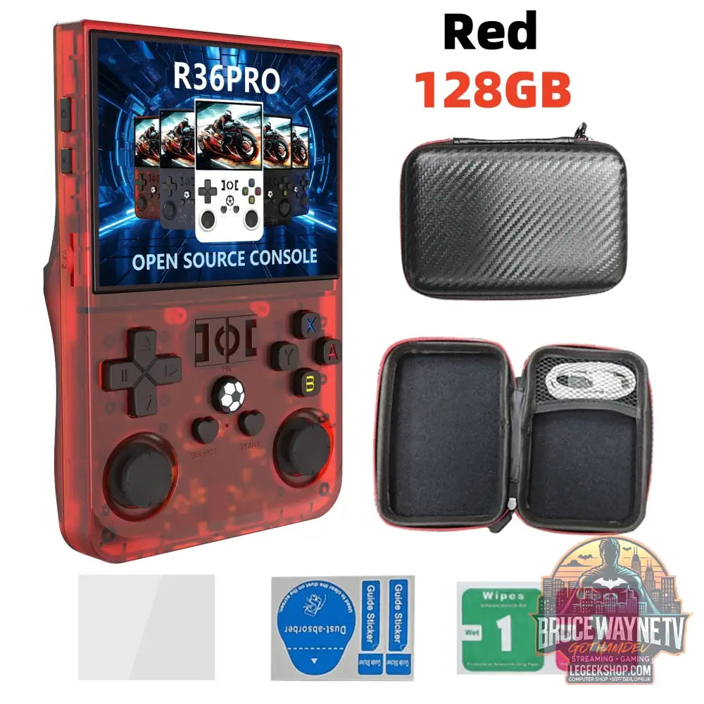 Console Portable R36 PRO - Retro Gaming 22000 Jeux - Écran 3.5’’ IPS - Red 128GB - Console Portable - Retro Gaming