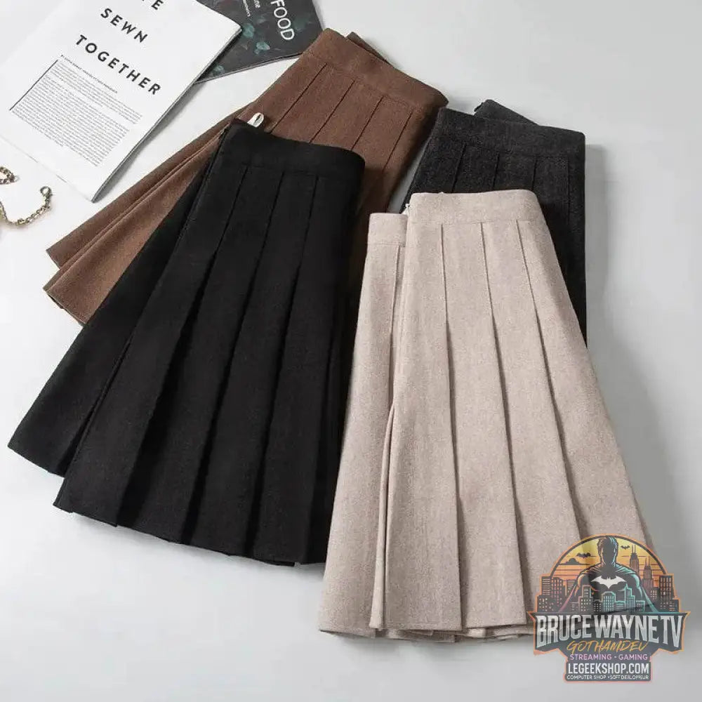 Mini Jupe Plissée de Style Coréen pour Femme, Uniforme Scolaire Marron/Noir, Mode Féminine Hiver 2024 | JORMIDEAR | Wayne Outfitters - Legeekshop