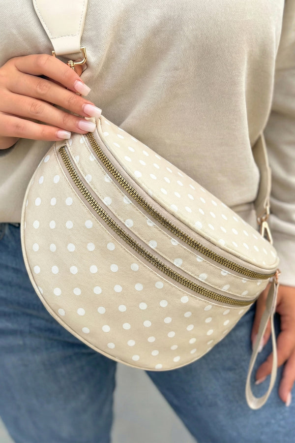 Pièce mode femme pois, zip — beige
