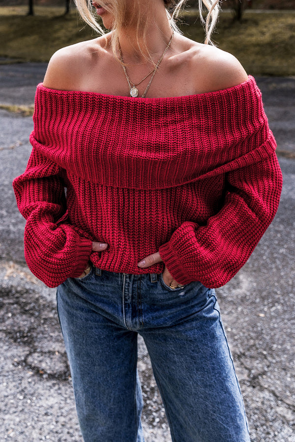 Pull femme en maille — rouge