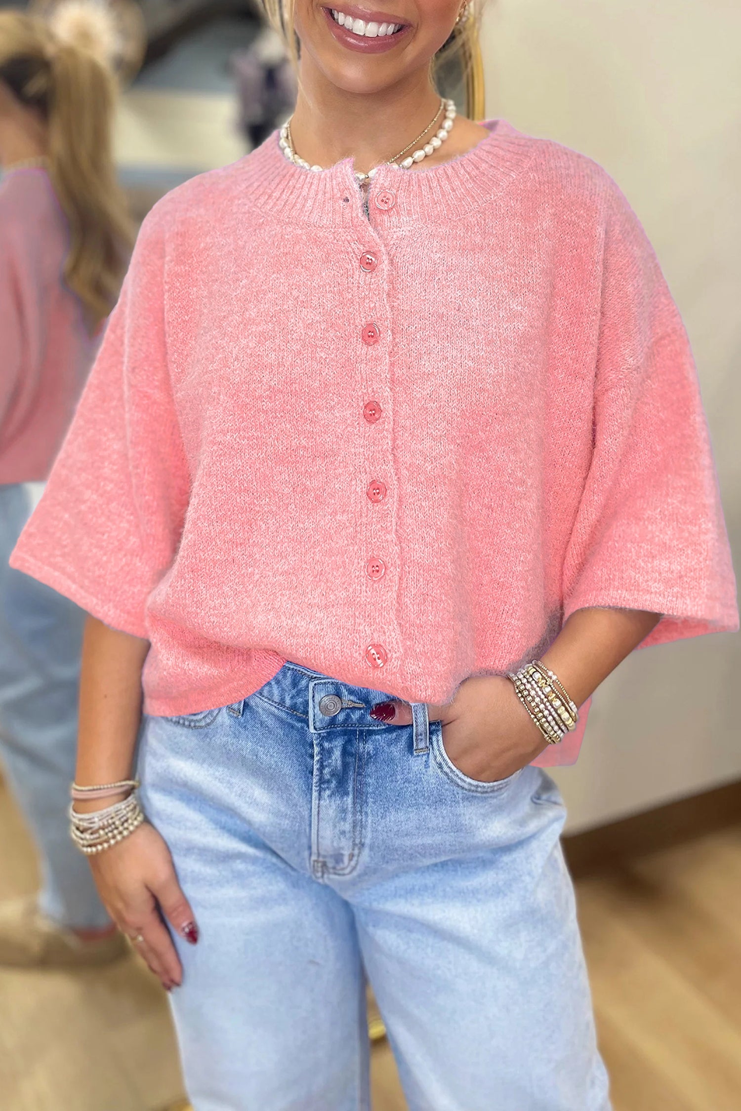 Cardigan femme en maille, boutonnée