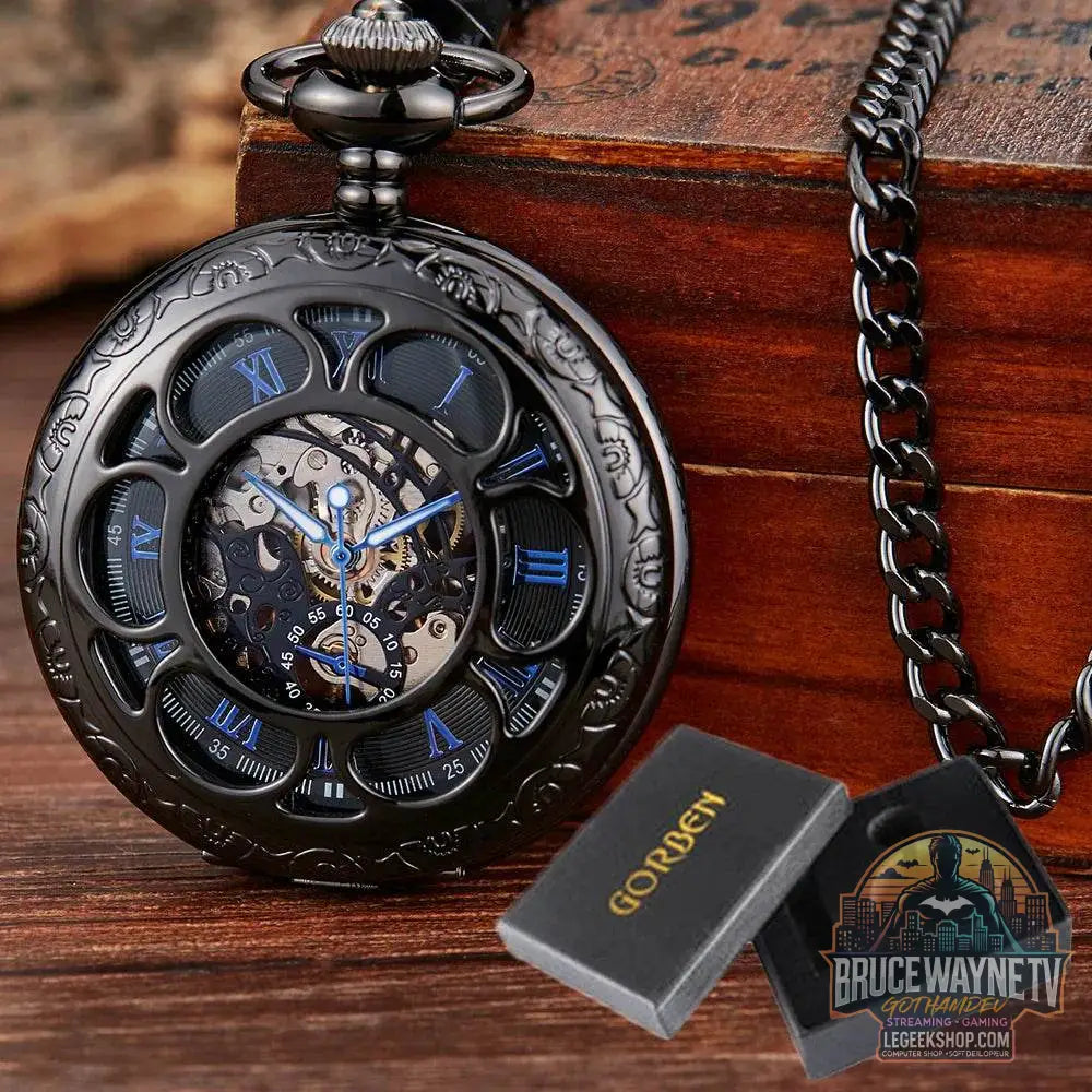 Montre de Poche Mécanique de Luxe à Chiffres Romains pour Homme, Gravé, Boîtier en Argent, Steampunk | Wayne Outfitters - Legeekshop