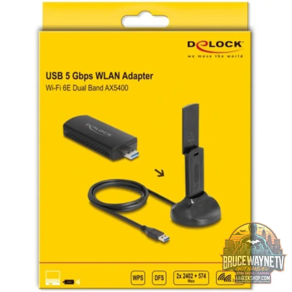 DeLOCK Wi-Fi 6E Dualband WLAN USB Adapter AX5400 (2 x 2402 + 574 Mbps) - DeLOCK - vue 4