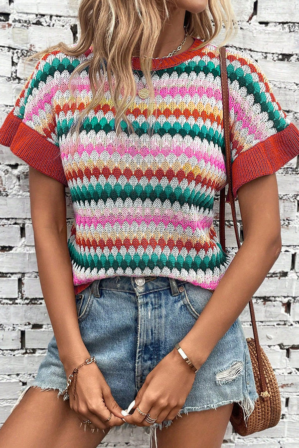 Pull femme à volants — rouge feu