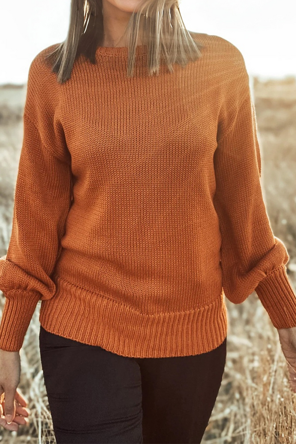 Pull femme épaules tombantes, uni, côtelé — doré