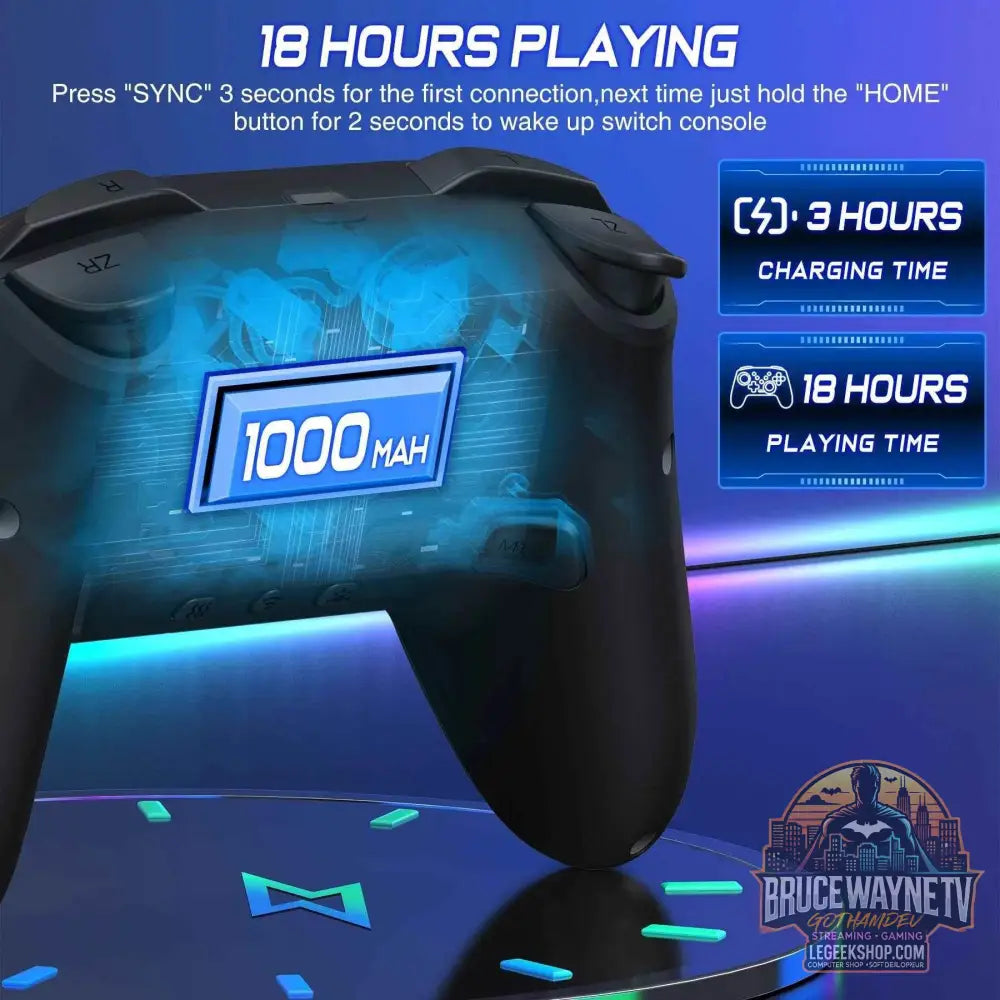 BEBONCOOL Advocate - Manette sans fil Switch Pro avec double vibration et Joysticks RGB - Legeekshop