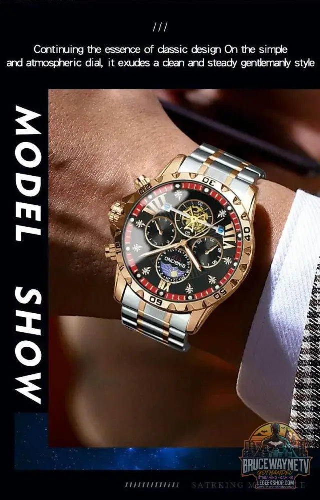 ⌚ Montre Homme BINBOND Quartz Chronographe Lune – Style Jeune & Élégant - Legeekshop