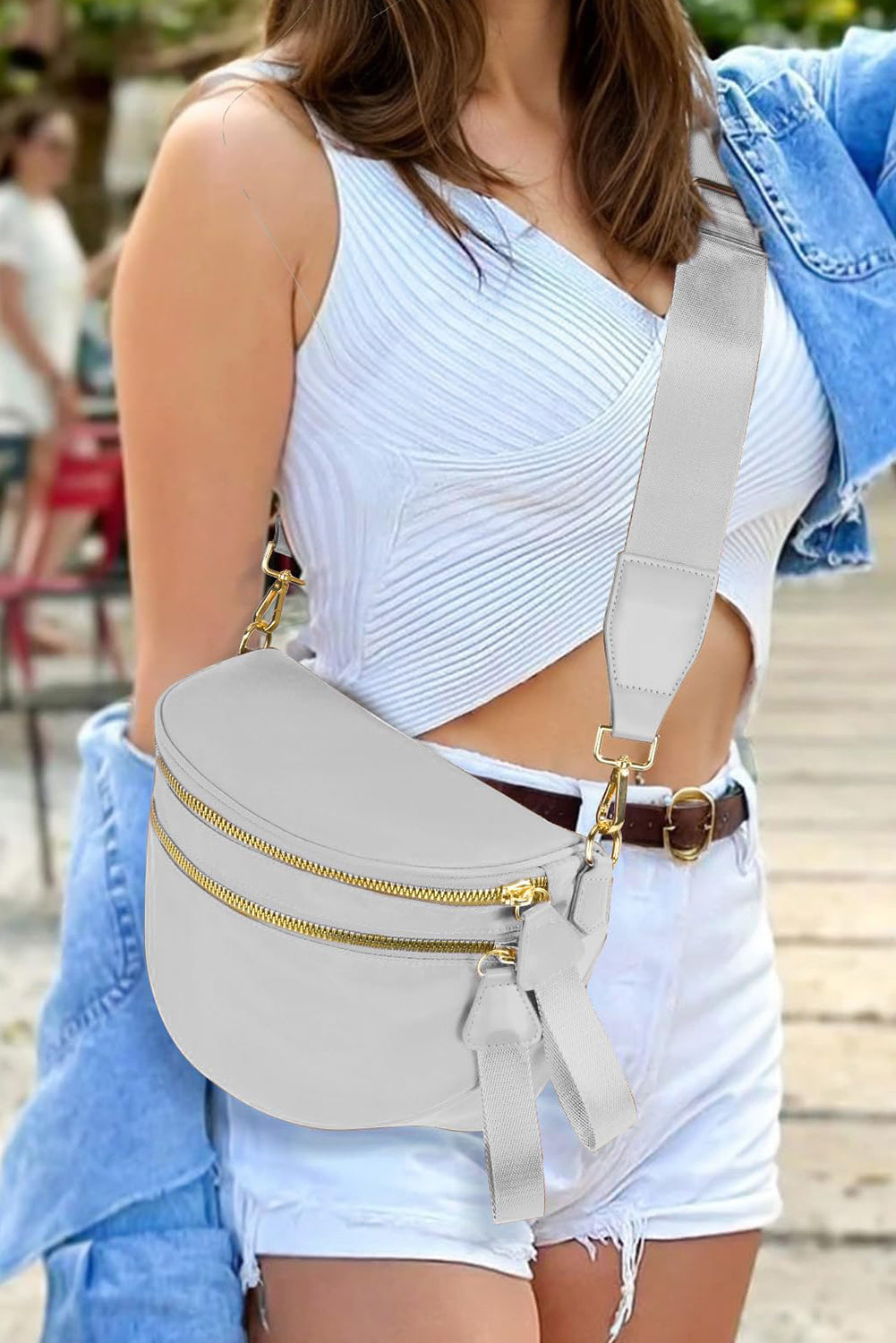 Pièce mode femme zip — gris clair