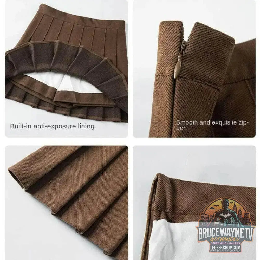 Mini Jupe Plissée de Style Coréen pour Femme, Uniforme Scolaire Marron/Noir, Mode Féminine Hiver 2024 | JORMIDEAR | Wayne Outfitters - Legeekshop