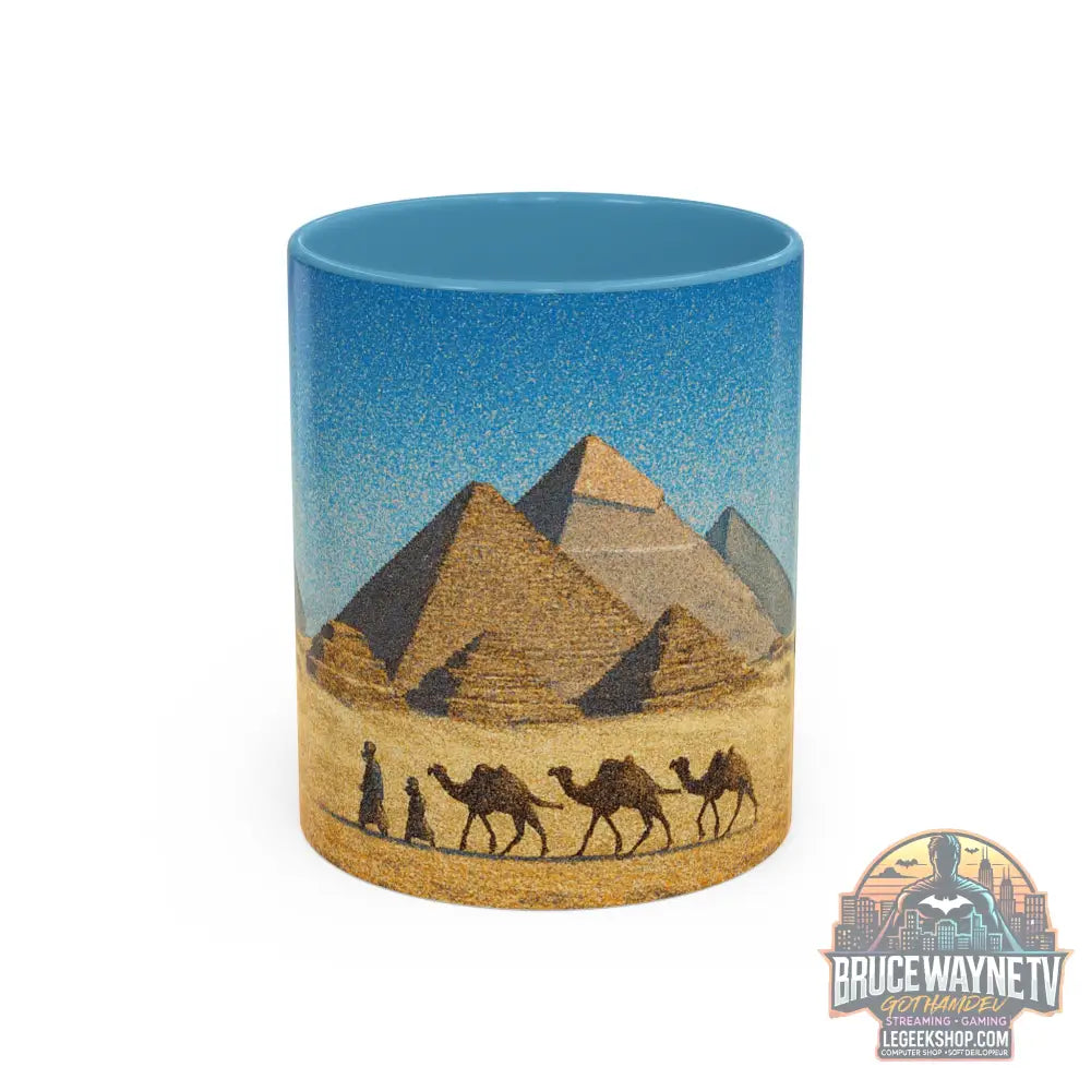 Egyptian Pyramids Camel Caravan Accent Coffee Mug - 11oz / Light Blue - Mug
