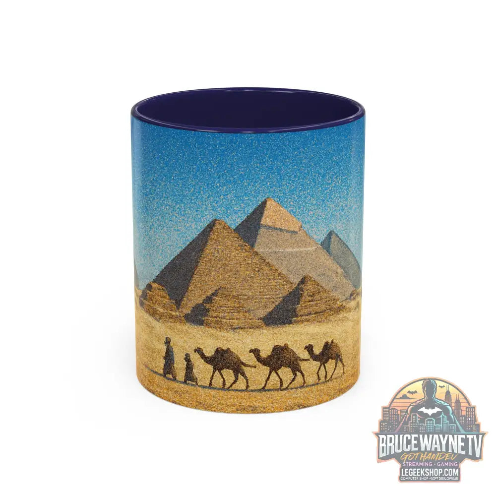 Egyptian Pyramids Camel Caravan Accent Coffee Mug - 11oz / Navy - Mug