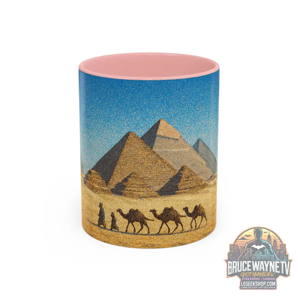 Egyptian Pyramids Camel Caravan Accent Coffee Mug - 11oz / Pink - Mug