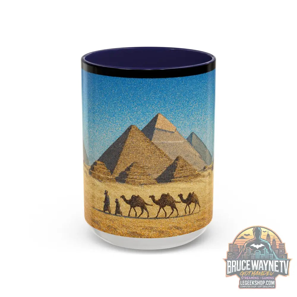 Egyptian Pyramids Camel Caravan Accent Coffee Mug - 15oz / Navy - Mug