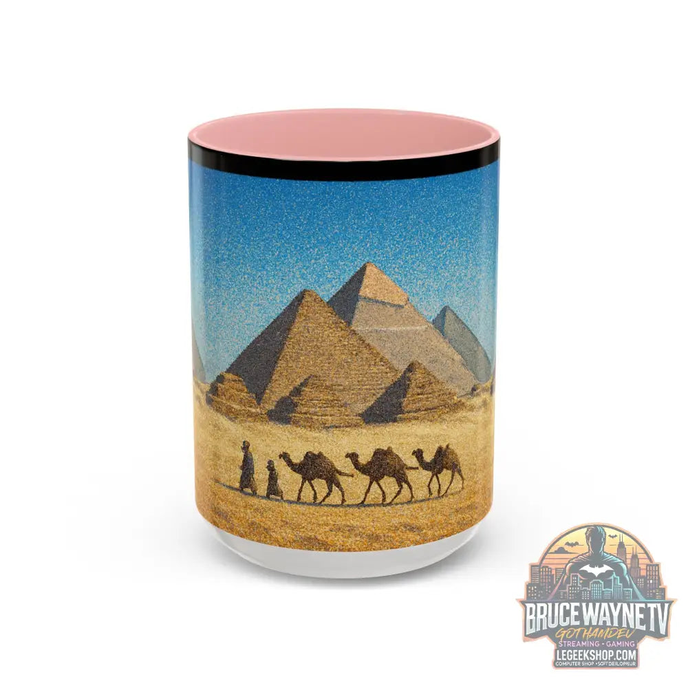 Egyptian Pyramids Camel Caravan Accent Coffee Mug - 15oz / Pink - Mug