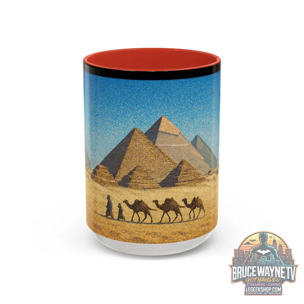 Egyptian Pyramids Camel Caravan Accent Coffee Mug - 15oz / Red - Mug