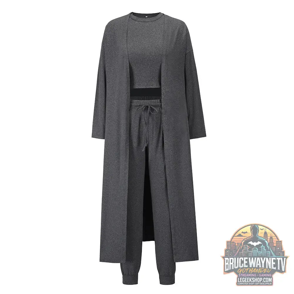 Ensemble Sport Femme 3 Pièces Tricoté Slim Fit Sexy - Grey / S - Ensemble Sport Femme