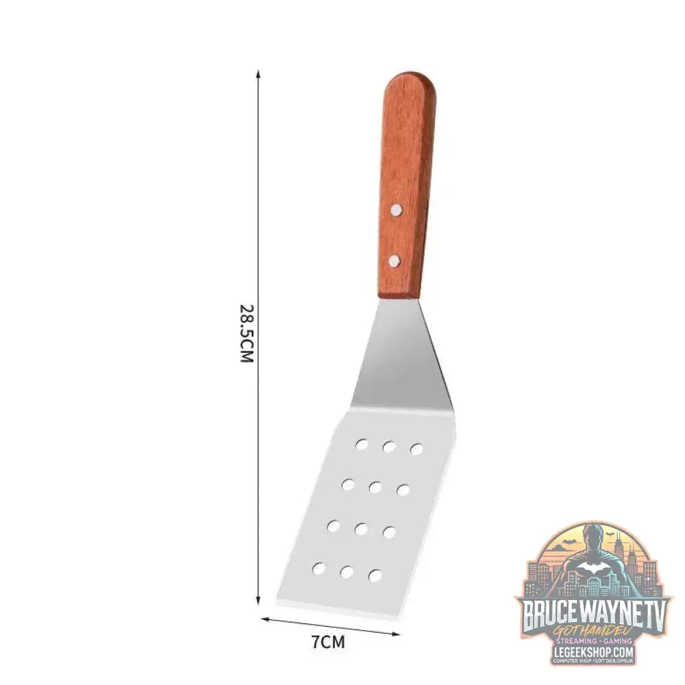 🍳 Spatule Professionnelle Inox & Bois – Pour Steak, Crêpes & Teppanyaki - Legeekshop