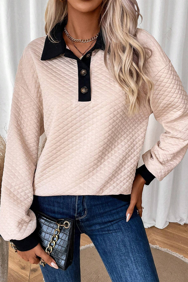 Sweat femme boutonnée, colorblock