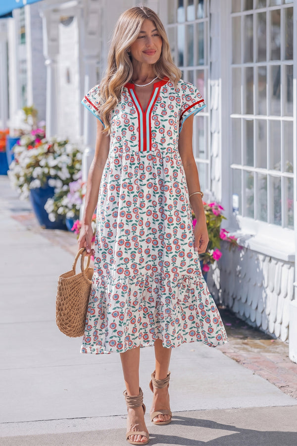 Robe femme rayé, patchwork — rouge