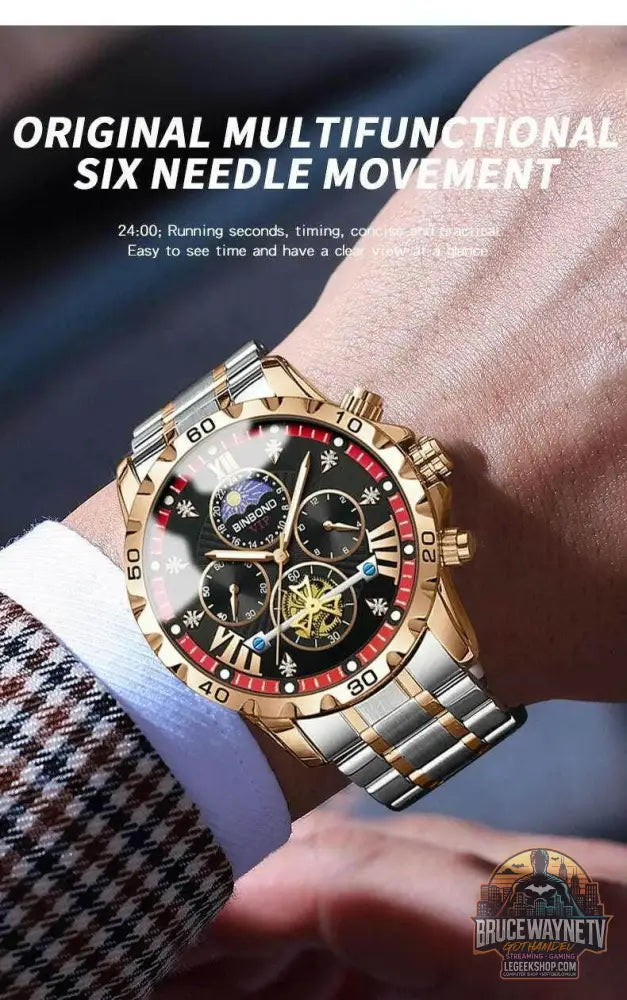 ⌚ Montre Homme BINBOND Quartz Chronographe Lune – Style Jeune & Élégant - Legeekshop