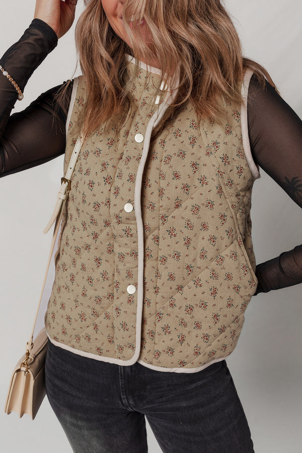 Pièce mode femme floral, boutonnée — kaki