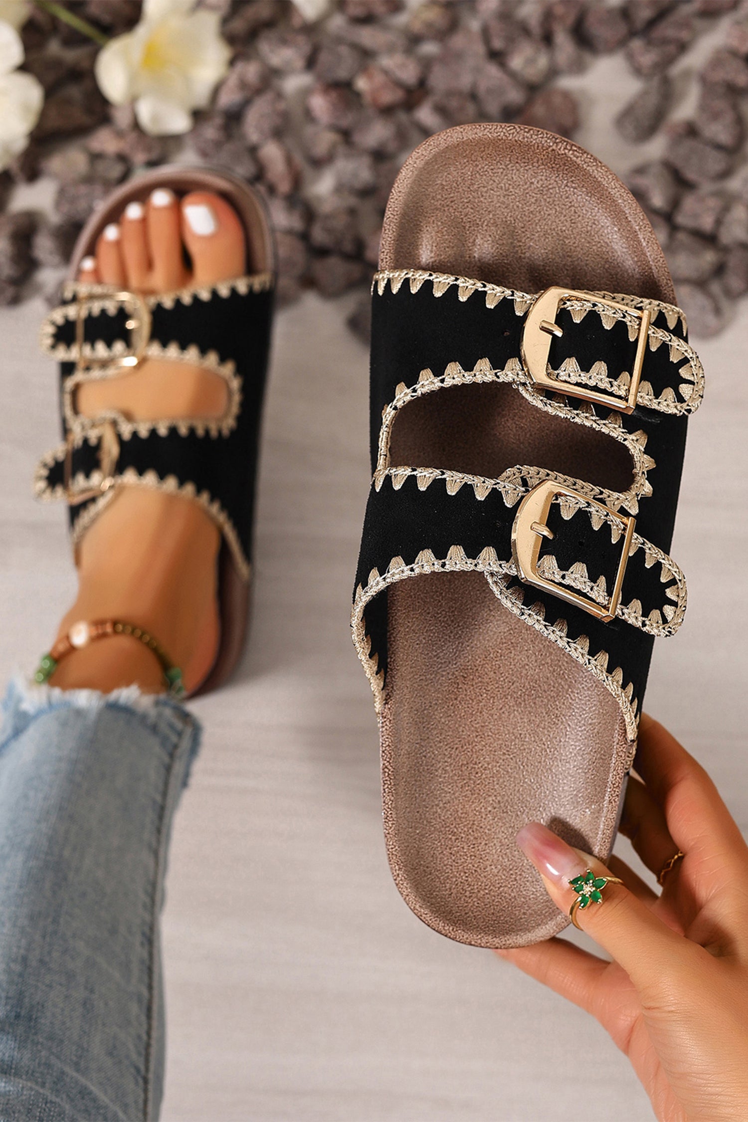 Pièce mode femme brodé — noir