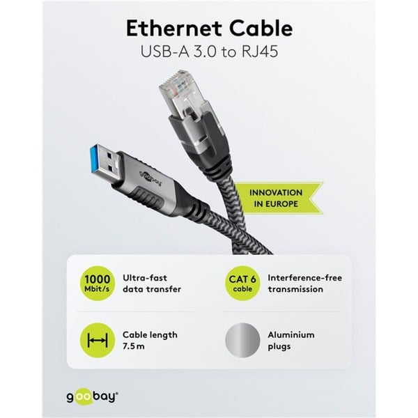 goobay Ethernet-câble USB-A 3.2 Gen1 Stecker > RJ-45 Stecker, adaptateur réseau - goobay - vue 9