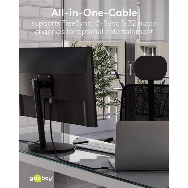 goobay Plus DisplayPort 2.0/2.1 câble, 8K @ 144Hz, 54 Gbit/s - goobay - vue 12