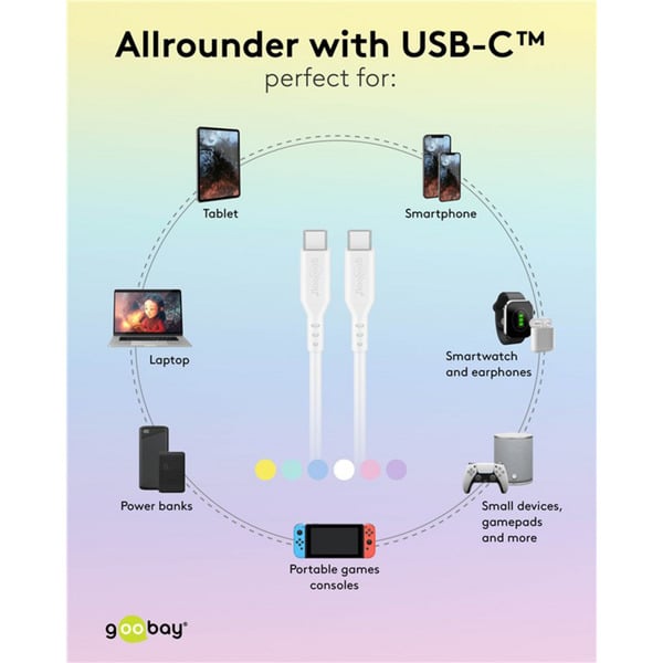 goobay USB 2.0 Silikonkabel lila, USB-C Stecker > USB-C Stecker - goobay - vue 8