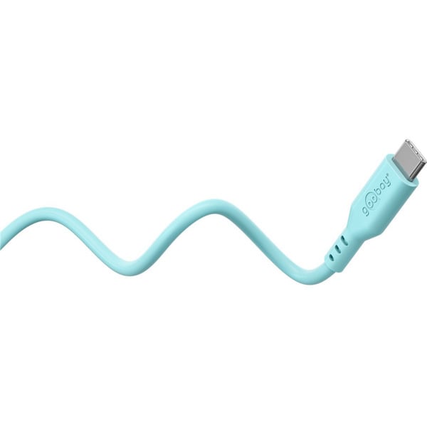 goobay USB 2.0 Silikonkabel türkis, USB-C Stecker > USB-C Stecker - goobay - vue 3