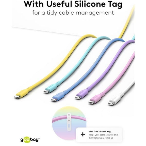 goobay USB 2.0 Silikonkabel blanc, USB-C Stecker > USB-C Stecker - goobay - vue 10