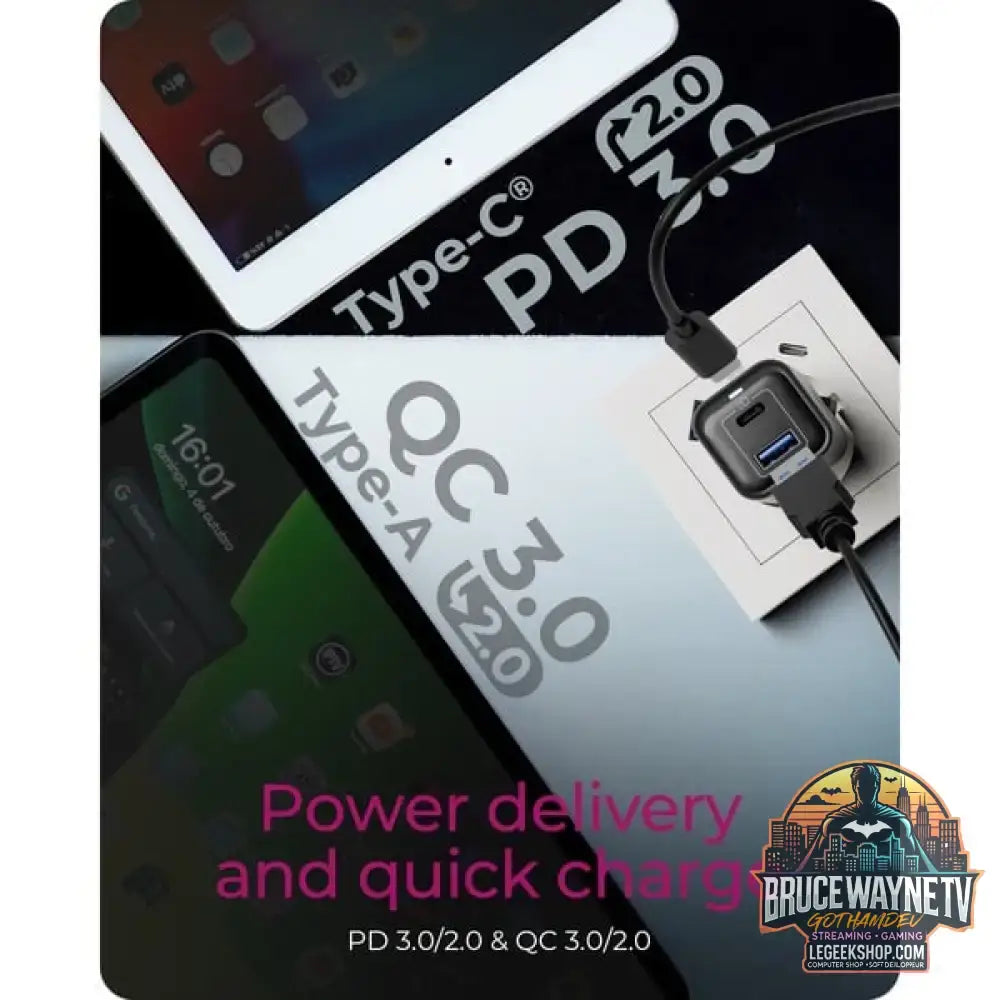 ICY BOX 2-Port USB 20W Steckerladegerät IB-PS1020-PD, USB-A + USB-C schwarz, PD 3.0 20W + QC 3.0 18W - ICY BOX - vue 6