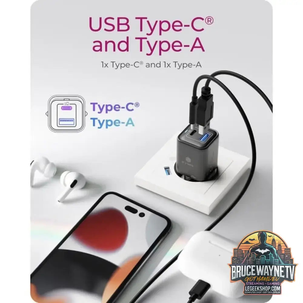 ICY BOX 2-Port USB 20W Steckerladegerät IB-PS1020-PD, USB-A + USB-C schwarz, PD 3.0 20W + QC 3.0 18W - ICY BOX - vue 5