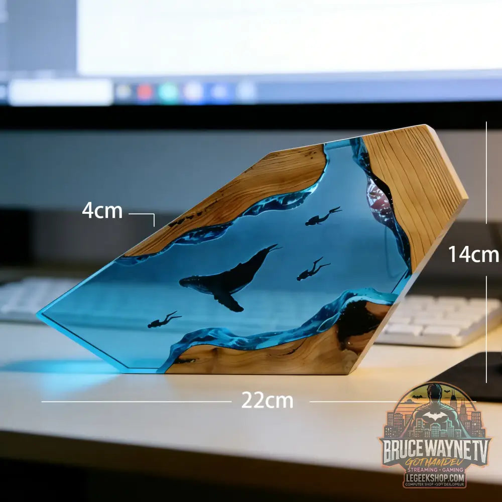 Pièce décorative de table micro-scène marine - Baleine en résine lumineuse décoration personnalisée pour la maison
