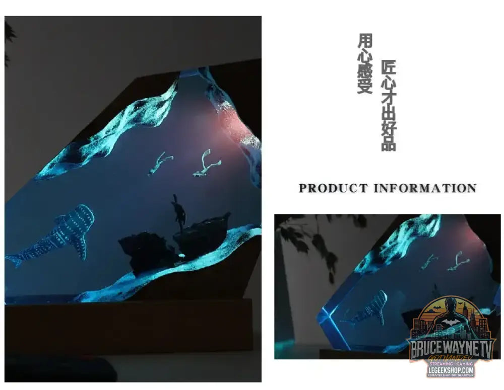 Pièce décorative de table micro-scène marine - Baleine en résine lumineuse décoration personnalisée pour la maison